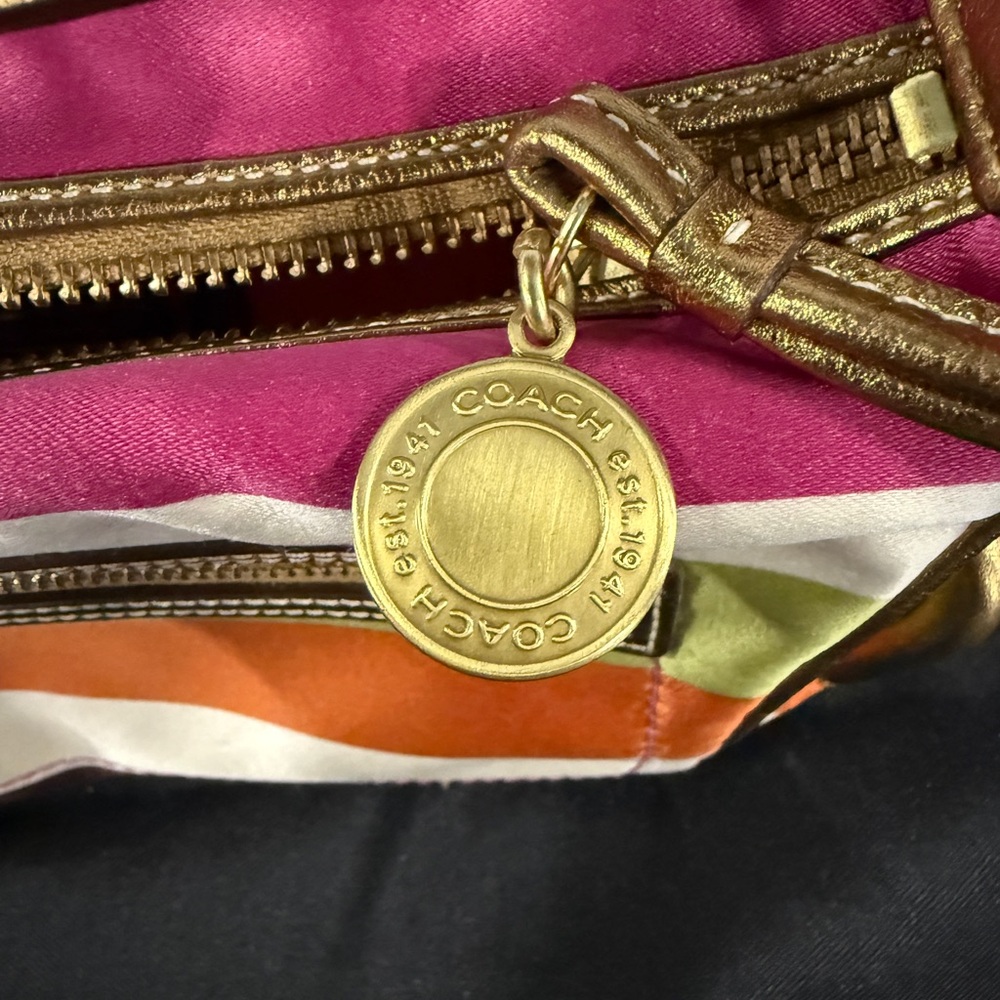Coach Vibrant Striped Mini Bag with Gold Accents - Picture 5 of 6